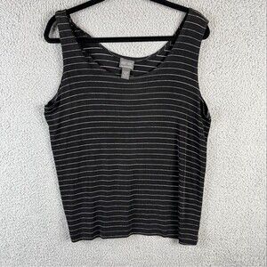ADDITIONS By Chico's Top Womens 3 Sleeveless Black White Striped Scoop  Shirt